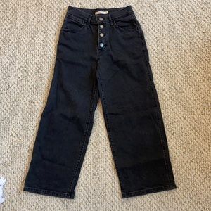 Levi’s, Size 25, New, Mile high cropped wide leg black denim jeans